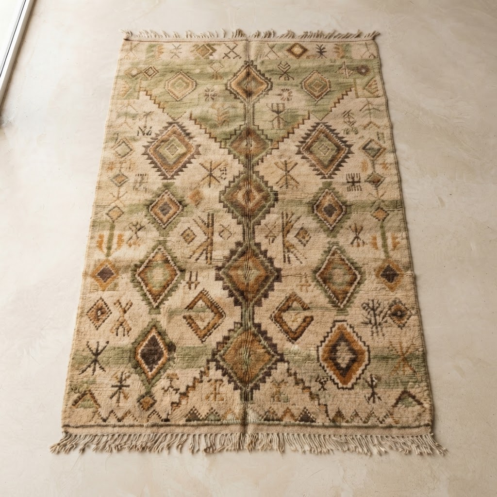 Time Softened handwoven Moroccan rug
